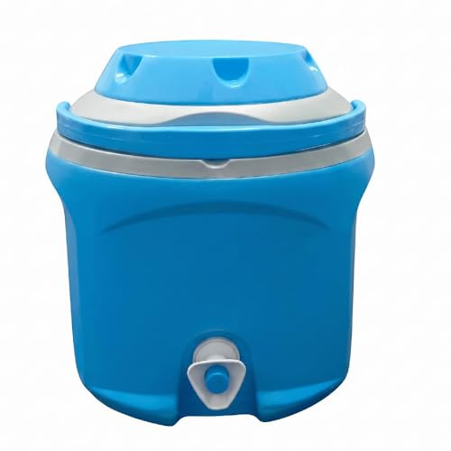 Thermos Borraccia Termica 6 Litri con Rubinetto e Maniglia Contenitore Frigo Acqua in Plastica Bocca Larga Tappo e Contenitore Porta Oggetti – 4 Colori Disponibili (BLU)