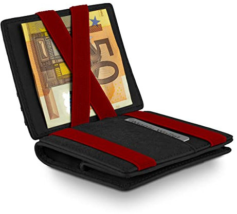 WEST - Magic Wallet (Klassiker) mit großes Münzfach - inklusive edler Geschenkbox - Geldbeutel mit Münzfach - Der perfekte Begleiter für unterwegs - RFID Datenschutz (Rot)