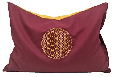 Kräuterkissen Blume des Lebens Bordeaux, verschiedene Kräuter zur Auswahl, Bezüge waschbar