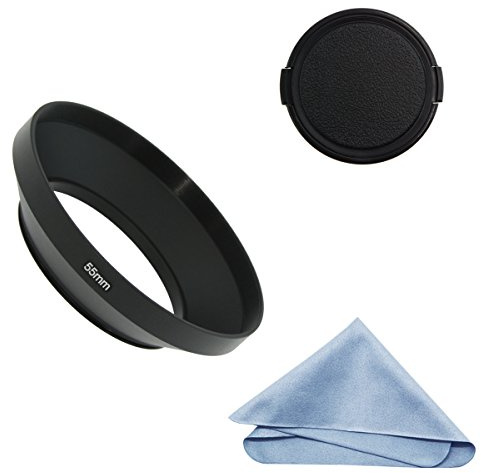 SIOTI Grand Angle Métal Pare-Soleil avec Chiffon de Nettoyage et Capuchon d'objectif Compatible avec Leica/Fuji/Nikon/Canon/Samsung lentille à Filetage Standard