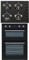 SIA 60cm Built In Double Electric Fan Oven & 4 Burner Black Gas On Glass Hob