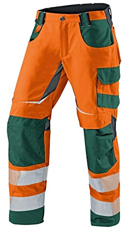 KÜBLER REFLECTIQ Warnschutz-Sommerhose PSA 2 | Warnorange/Moosgrün | Größe 50