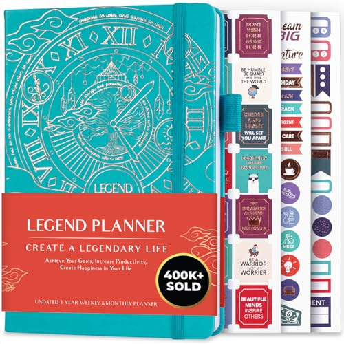 Legend Planer - Deluxe Wochen- & Monats-Lebensplaner, um Ihre Ziele zu erreichen & glücklicher zu leben. Organizer-Notizbuch & Produktivitäts-Journal. A5 Hardcover, undatiert - Türkis (Englisch)