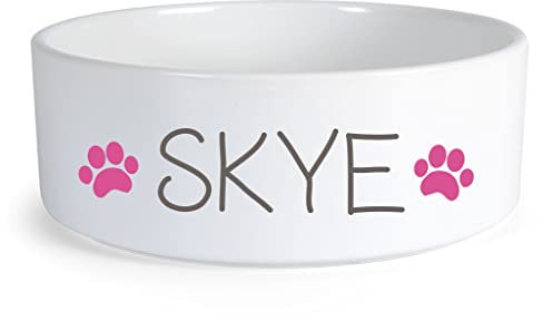 60 Second Makeover Limited Large Personalised Dog Puppy Bowl Water Food Pink Or Blue Paw Prints Pet Name 18.5cm x 8cm