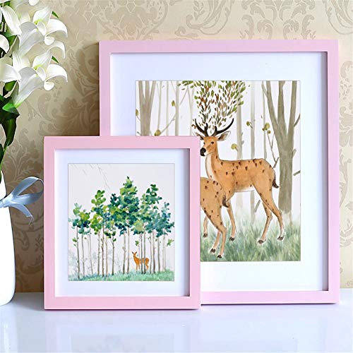 Ommda Cadre Photo Carré Moderne Bois Naturel à Accrocher Decoration Murale Cadre Photo avec Vitre en Verre de Protection,Rose,25x25cm