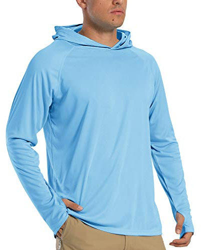 TACVASEN Long Sleeve Top Mens Rash Guard Hoodies UV Protection T Shirt UPF 50+ Hoodie Mens Camping Hiking T-Shirts Blue