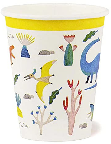 Talking Tables Lot de 8 gobelets dinosaures (250 ml) | Recyclables et biodégradables | Vaisselle en papier pour fête d'anniversaire d'enfant, vaisselle unisexe pour garçons ou filles, dinosaures