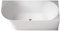 BERNSTEIN - Baignoire d'angle semi-îlot Blanc brillant design Acrylique + Bonde et trop plein, 200L, Montage à droite - 150x78x60cm (lxLxH) - NOVA SLIM LINE