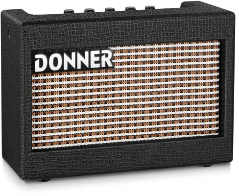 Donner Mini amplificatore per chitarra elettrica in legno, 3 W, piccolo amplificatore per chitarra M-3, altoparlante portatile e compatto