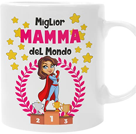 bubbleshirt Tazza Festa della Mamma Miglior mamma del Mondo - idea regalo compleanno - ceramica 11oz