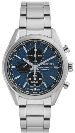 Seiko Herren-Uhr Quarz Edelstahl mit Edelstahlband SSC801P1, Blau