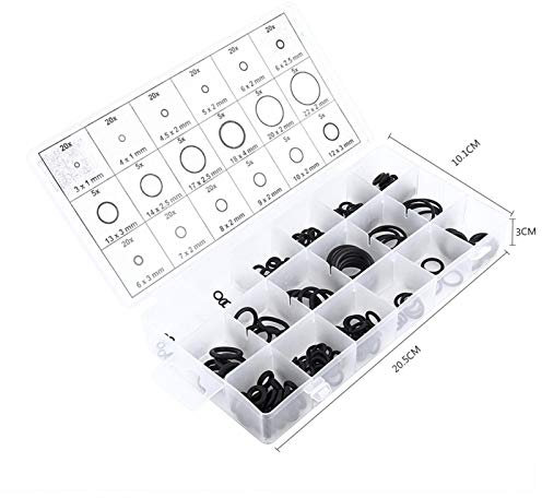 Öl- und Hitzebeständige O-Ringe, 225-teiliges sortiertes O-Ring-Kit, O-Ringe-Sortiment-Kit-Set Orings-Sortiment-Set für Automobile, Dichtung Kraftstoffbeständige Wasserhahn-Installation