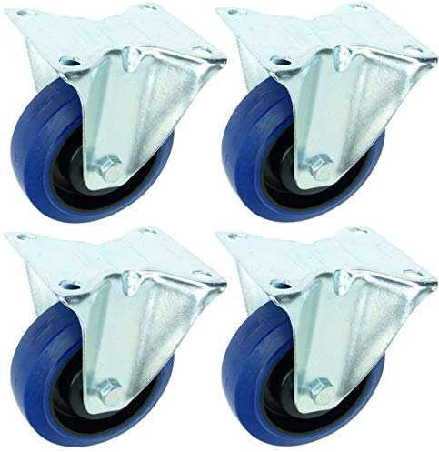 4 Stück 100 mm BLUE WHEELS Bockrollen Transportrollen Lenkrollen Schwerlastrollen 135 kg/Rad Blau - INDUSTRIEQALITÄT ECO (4 x Bock)