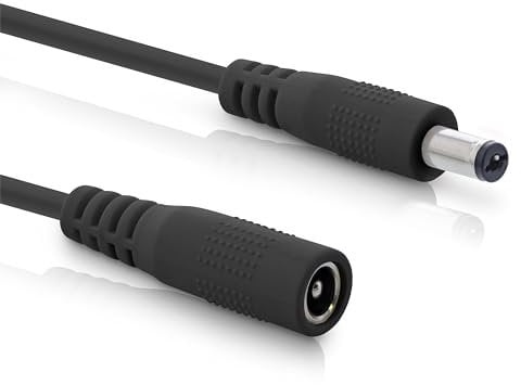 InLine - DC Verlängerungskabel, Universal Netzteil Verlängerungskabel für LED Streifen, Überwachungskameras, Drucker, Router, Switches uvm., DC Stecker/Buchse 5,5 x 2,1mm, schwarz, 5m