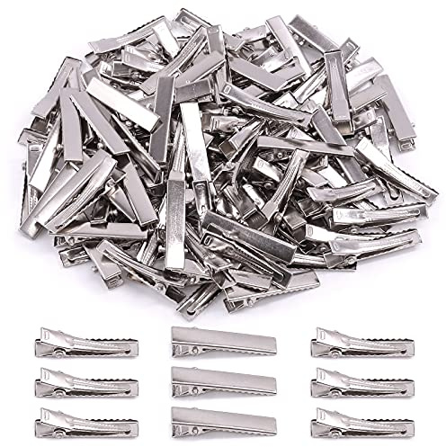 Mardatt Lot de 200 pinces à cheveux crocodiles de 3,2 cm en vrac, argentées, pinces à cheveux simples pour la fabrication de nœuds, épingles à cheveux pour sectionner les cheveux et séparer la