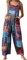 Springcmy Women's Loose Overall Dungarees Floral Jumpsuit Sleeveless Casual Baggy Playsuit Summer Wide Leg Long Pants Romper (A-Blue, XL)