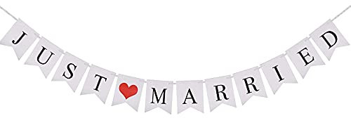 Spldsun Hochzeit Deko Set, Just Married Banner Papier Girlande Vintage, Hochzeit Dekoration, Verwendet für die Dekoration von Hochzeiten, Hochzeitszimmern, Hochzeitsautos