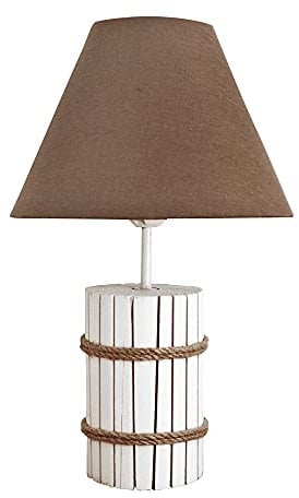 Grafelstein Tischleuchte PIER weiß braun Holz mit Dekoseil Tau maritim Hamptons Long Island