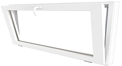LORAC Finestra Inclinabile In PVC Doppio Vetro, 1000x500mm, Telaio 6 Camere 75mm, Alto Isolamento Termico E Acustico, Rinforzata Con Anima In Acciaio 1,5mm, Durevole, Stabile