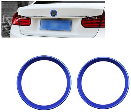 HIBEYO 2Stück 82mm Auto Trunk-Emblem-Abzeichen Ring-Aufkleber Passt für BMW X3 X5 X6 E30 E36 E34 E38 E39 E60 E65 E90 Fronthauben-Emblem-Ring Dekorativer Aufkleber Autozubehör Aluminium-82mm Blau