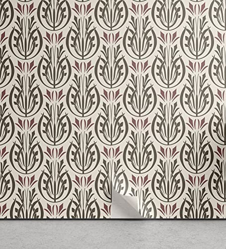 ABAKUHAUS Jugendstil abziehbare & klebbare Tapete für Zuhause, Medieval Motiv, selbstklebendes Wohnzimmer Küchenakzent, 33 cm x 250 cm, Armee-Grün Getrocknete Rosen