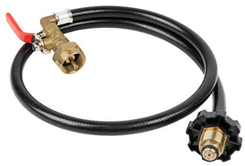GASPRO 1lb Propane Tank Refill Adapter Kit | Universal 3ft Hose with Safety Shutoff Valve | Easily Fill 1lb Bottles from 20lb Tank