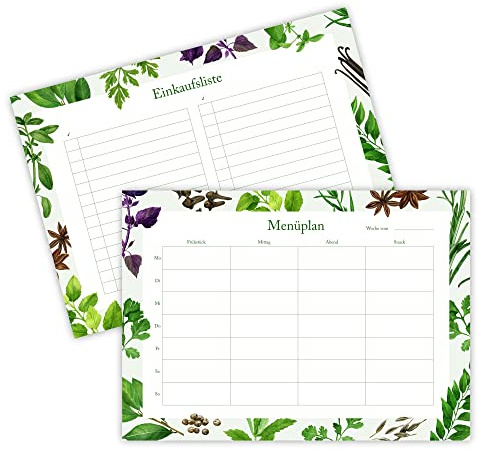 TEMONTO Essensplan + Einkaufsliste | 50 Blatt A5 | Abreißblock Wochenplan Zum Kochen
