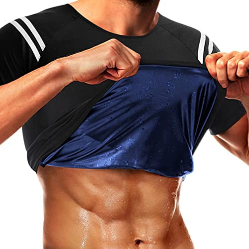 Gilet per Sauna,Tuta da Sauna - Easy Workout Men Short Sweat Suit Compression T-Shirt Body Shaper Camicie per Allenamento Sportivo