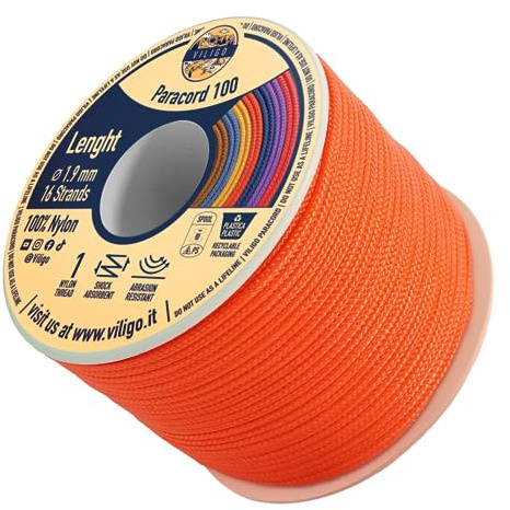 VILIGO Paracord 100 Nylon-Seil, 1 Faden zum Nähen im Inneren, ideal für die Herstellung eines Armbands, einer Halskette oder anderer DIY-Projekte, Mehrzweckseil (50 m, Paprika)