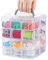 ilauke 4 Tier Craft Storage Box Transparent with 24 Compartments, Clear Plastic Tiered Craft Organiser Box for Kids, Arts and Crafts Boxes for Beads, Jewellery, Tools