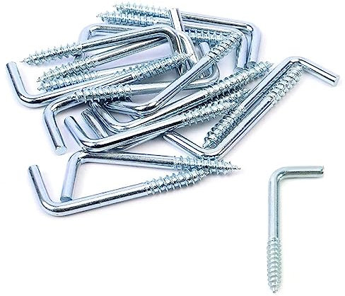 FARBEIR 50 Pcs Right Angle Hooks Zinc Plated L Hook Screws Self Tapping 7 Shape Screw Hooks M2.8 x 35 mm