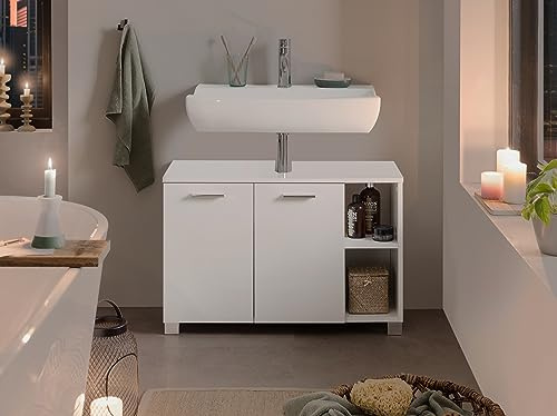 Schildmeyer Waschbeckenunterschrank Dorina 156246, 79,8 x 32 x 52,8 cm, weiß glanz