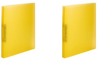 HERMA 19161 Ringbücher A4 Transluzent Gelb, 3 Stück, schmal, 2 Ringe, 25 mm breit, Ordner aus Kunststoff mit Niederhalter für Schule & Büro, stabiles Ringordner Set aus Plastik für Jungen & Mädchen