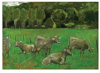 RKGHDCX Berühmte Leinwand Wandkunst TierBilder–Reproduktion gemälde von -'Kühe auf der Weide“Giclee Auf Leinwand drucken Wandbilder für Heimdekoration 70x105cm28 x41 Rahmenlos
