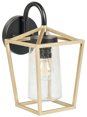 Beliani Außenwandleuchte Metall gold/schwarz 33 cm Gitter-Design Laternenform Ordie