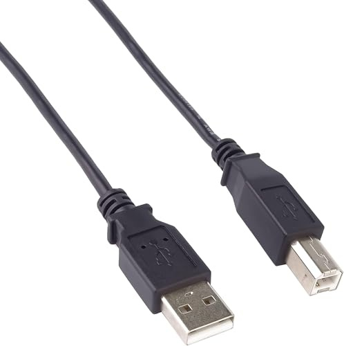 PremiumCord USB 2.0 High Speed Kabel M/M 0,5m, A Stecker auf B Stecker, USB Verbindungskabel für Scanner usw, Doppelt geschirmt, AWG28, Farbe schwarz, Länge 0,5m (Packung mit 5)