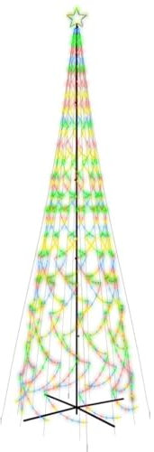 vidaXL LED Weihnachtsbaum Kegelform Tannenbaum Lichterbaum Weihnachtsdeko Stern Beleuchtung Außen Beleuchtet Lichterkette Mehrfarbig 3000 LEDs 230x800cm