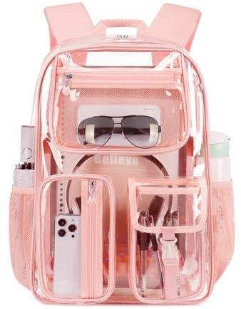 Cusangel Transparenter Rucksack für Mädchen, robuster klar Rucksack, 40,6cm, TPU, großes Fassungsvermögen, durchsichtiger für Sportveranstaltungen, Reisen, Stadien (16in Grün)