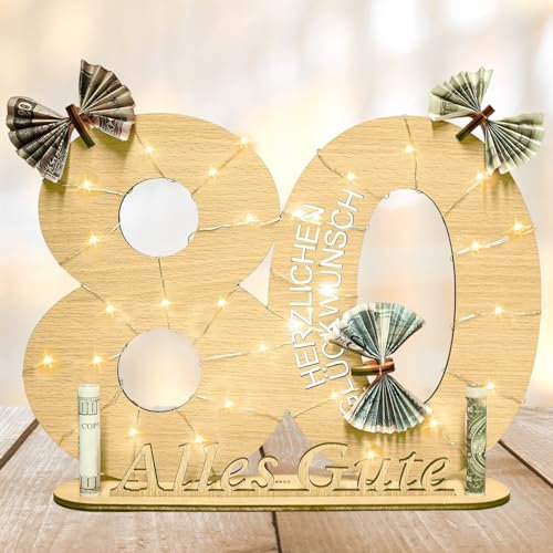 Holz-Schild Gästebuch, 80. Geburtstag Deko, Geldgeschenke Geburtstag, Holzschild Gästebuch Geburtstag als Personalisiertes Geschenke , Passend für Männer Frauen Geburtstag Jubiläum Hochzeitstag By