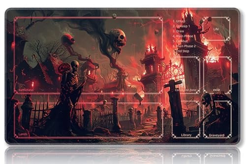 Mipikel Playmat for MTG, Playmat with Zones,Size 24 x 14,TCG and Board Game Mat for Cards,Free Storage Bags,Mousepad Desk Mats (Colorful 2,with Zones)