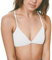 Cotton Bras for Women Non Wired, Sexy Solid Color Triangle Bra Ribbed Cross Back Spaghetti Strap Bra V Neck Unpadded Bra Ladies Seamless Bras for Women UK Women's Underwear Bralette Sale White