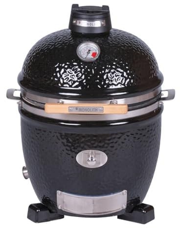 MONOLITH JUNIOR PRO SERIE 2.0 Keramik Multi-Funktions-Grill mit Keramikfüsschen, Farbe: Schwarz, unendlich viele kulinarische Möglichkeiten