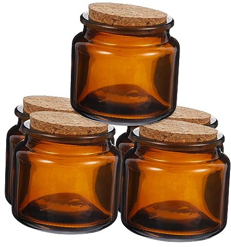 Alipis 5piezas Tarros De Vidrio Para Velas Diy Recipientes Vacíos Para Velas Aromáticas Tarros Pequeños Con Tapa De Corcho Para Decoración De Bodas Y Tealight Alta Resistencia Al Calor