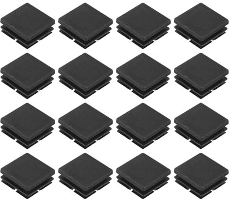 QUARKZMAN 36pcs Tapones de Plástico Cuadrados, 25x25mm Tapón Negro Plástico para Cubrir Tubos de 20-23mm de Diámetro Inserto Protector de Pies para Patas de Muebles Sillas Mesas Estante
