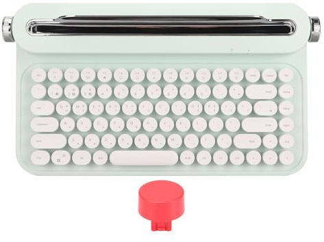 Gearwell Retro Bluetooth Keyboard 86 Keys, Mint Green, Vintage Style with Integrated Stand, Compatible with Windows, Android, iOS