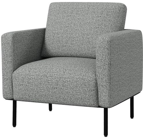 HOMCOM Fauteuil de Salon 1 Place Fauteuil en Tissu Aspect Lin Fauteuil Confortable pour Salon Chambre à Coucher Bureau intérieur Pieds en Acier 79 x 76 x 65 cm Gris Noir