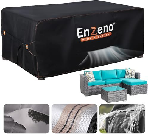 Enzeno Outdoor Garden Furniture Covers Waterproof with Air Vent, 200X100X74 cm, Patio Furniture Cover for outside Rectangle/Rectangular Table and Chair Set, rattan furniture set…