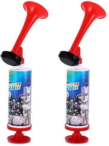 UNISOPH 2 Stück Laut Air Horn, Luftdruck-Fanfare, Handheld Luftdruck Fanfare Pumpe, Klassische Air Horns signalhorn Krachmacher, Signal Horn für Fussball Fanfare Druckluft(Kleine Größe)