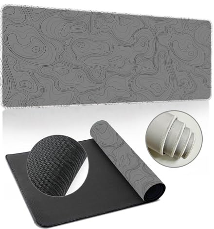 Hixingo XXL/XL Mauspad mit Mehrfarbigen Fließenden Linien, Anti-Rutsch Gummiboden, Vernähte Kanten - Mousepad für Büro und Zuhause (1200x600x3mm, Dunkelgrau)