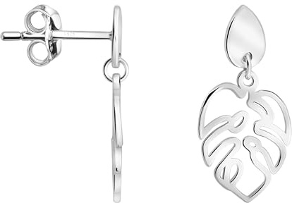 SOFIA MILANI - Boucles d'Oreilles pour Femme en Argent 925 - Boucle d'Oreille Pendante en Forme de Feuille - E3033